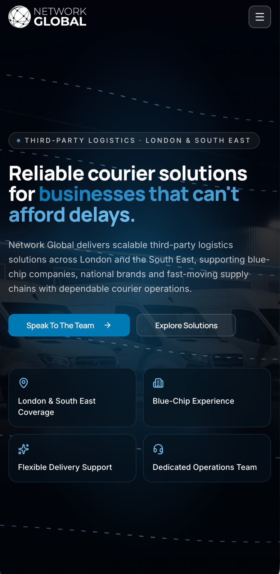 Network Global website on mobile