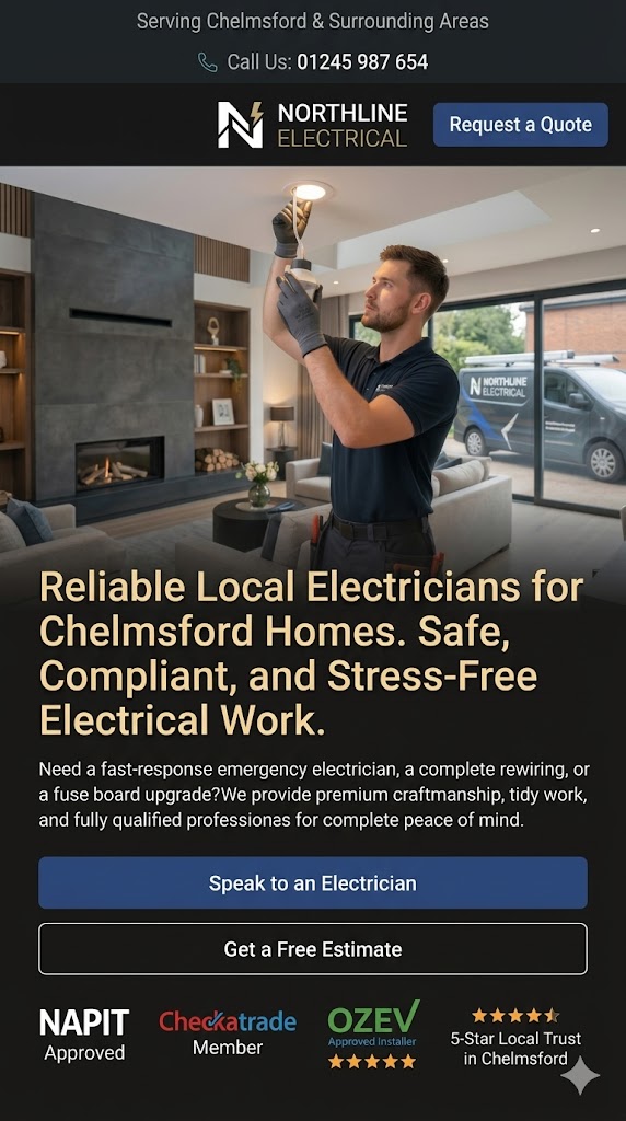 Northline Electrical website on mobile