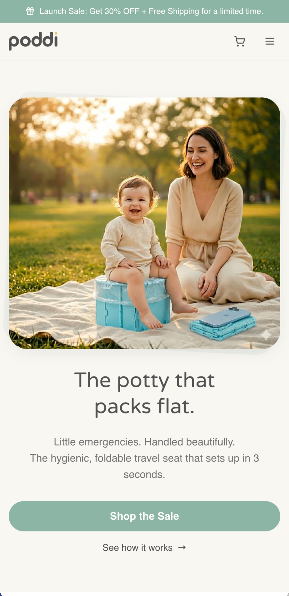 Poddi website on mobile